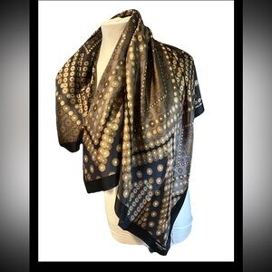NWT Adrienne Landau Studio 100% Silk Scarf Geometric Circles Multicolor